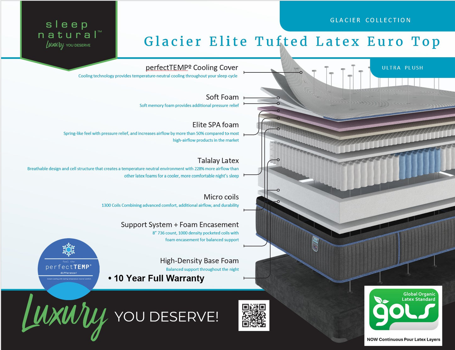 Glacier Elite Tufted Latex - Ultra Plush Mattress