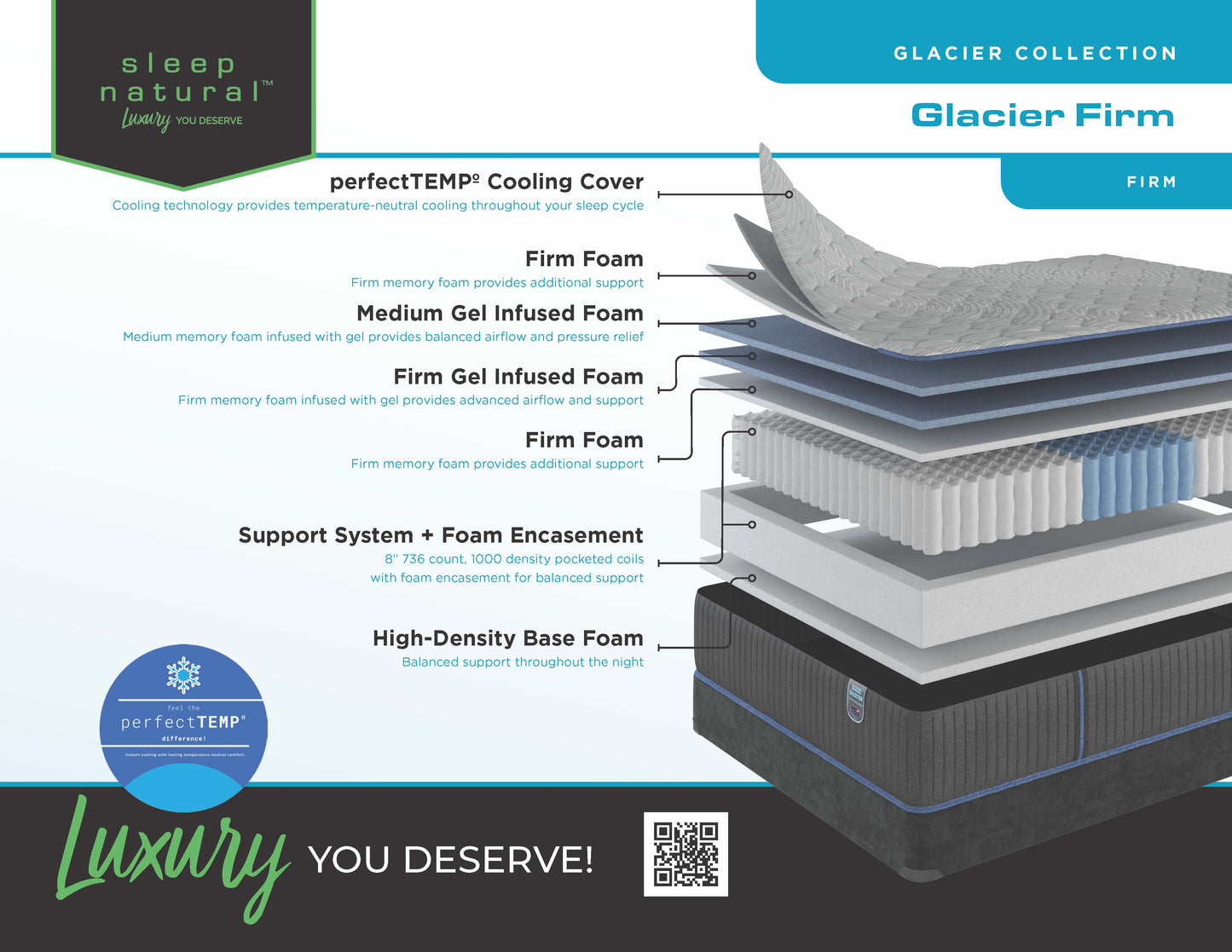 Glacier - Firm Mattress 10 Years Warranty